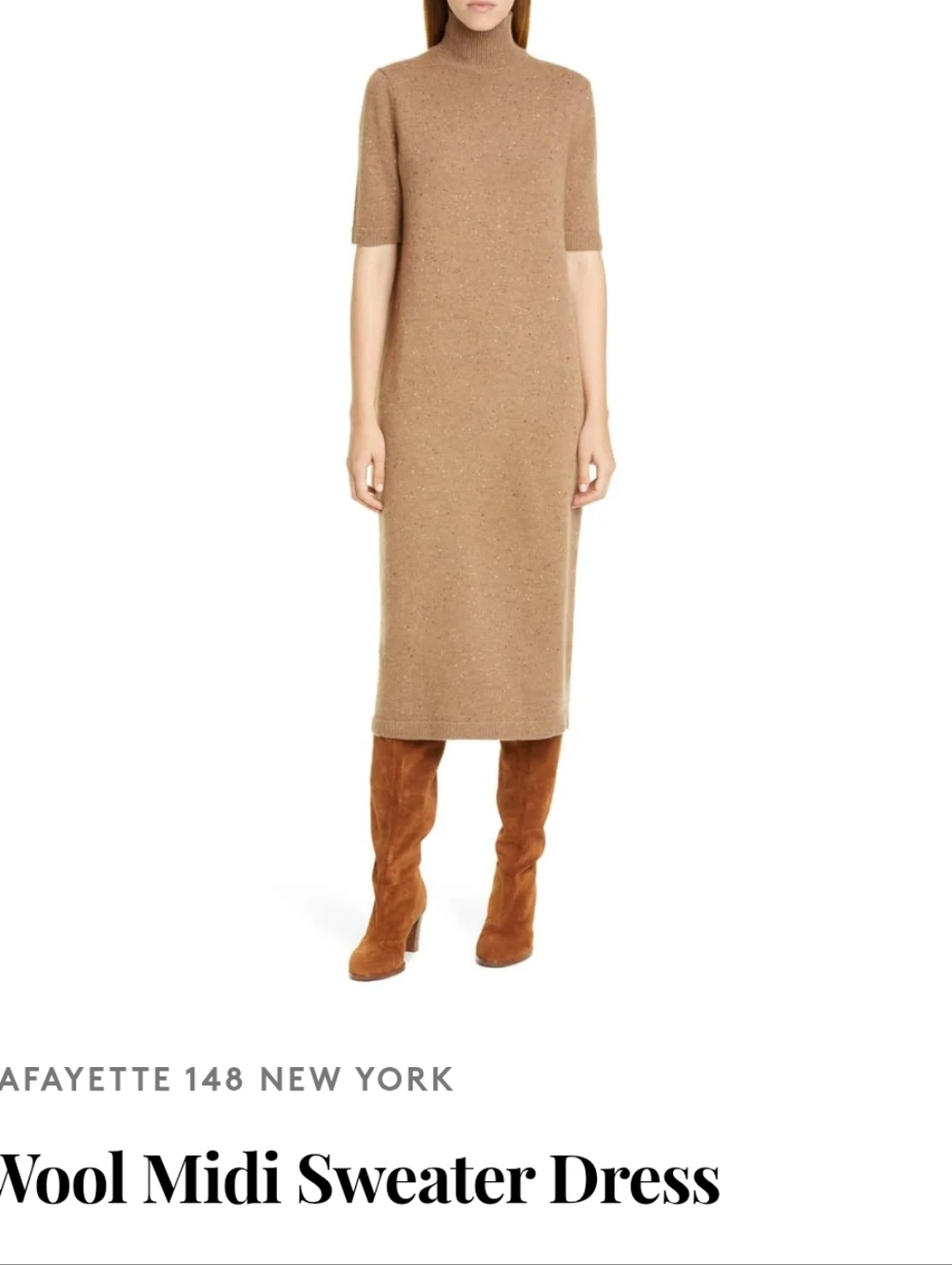 Lafayette 148 New York Wool And Cashmere Midi Sweater Dress - Camel